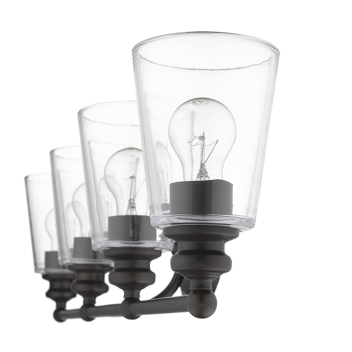 8" Black And Clear Metal and Glass Vanity Flush Mounted Sconce