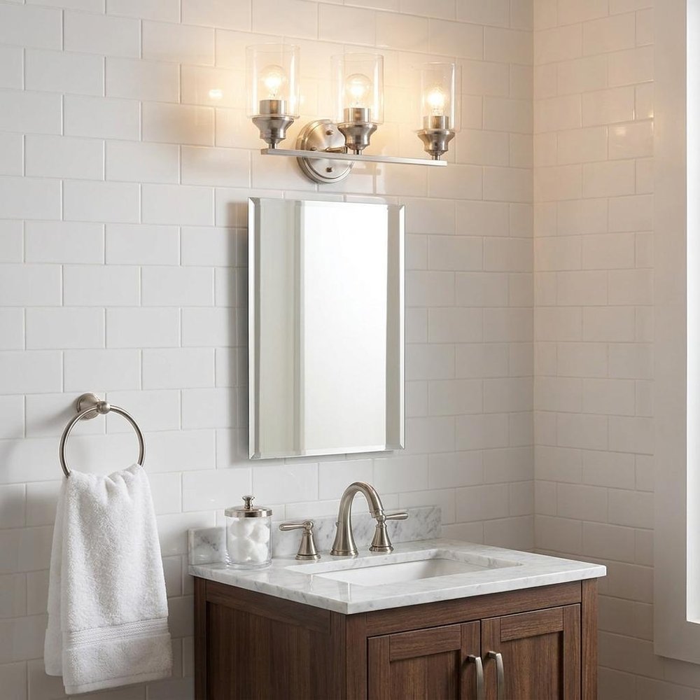 10" Silver And Clear Metal and Glass Vanity Flush Mounted Sconce