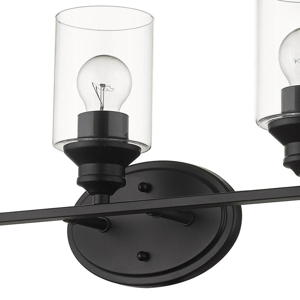 10" Black And Clear Metal and Glass Vanity Flush Mounted Sconce