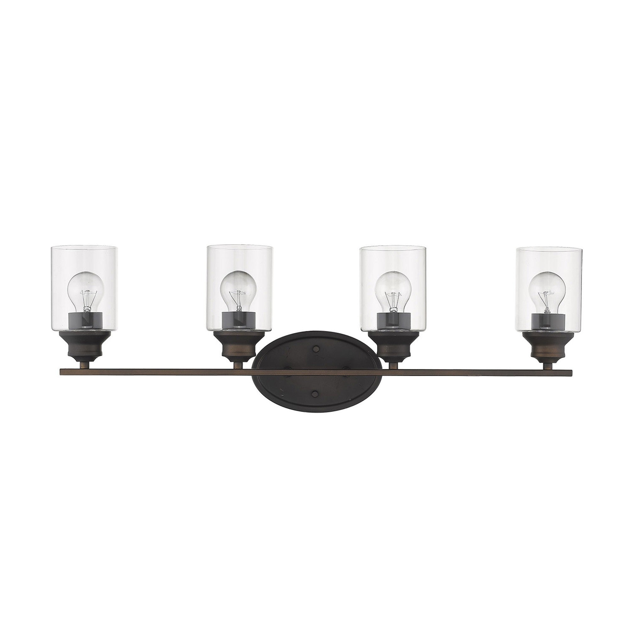 Four Light Bronze Wall Light with Clear Glass Shade