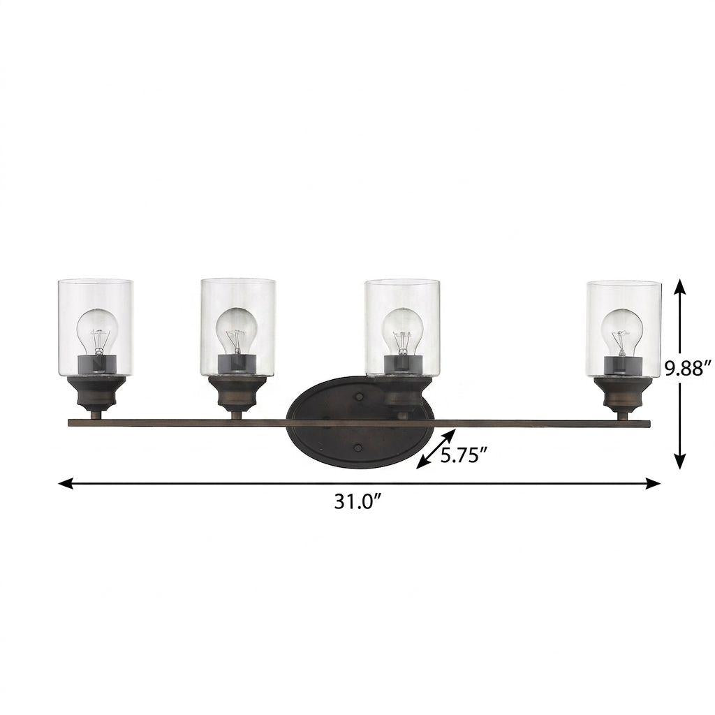 10" Black And Clear Metal and Glass Vanity Flush Mounted Sconce