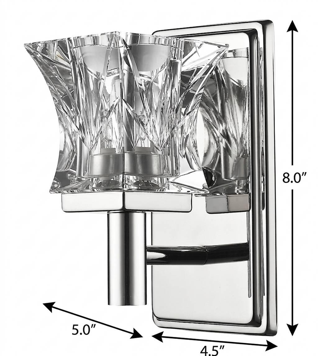 Arabella 1-Light Polished Nickel Sconce With Pressed Crystal Shade