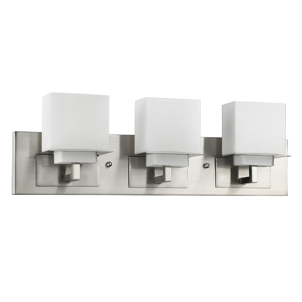 22" Silver And White Metal and Glass Three Lights Flush Mounted Sconce