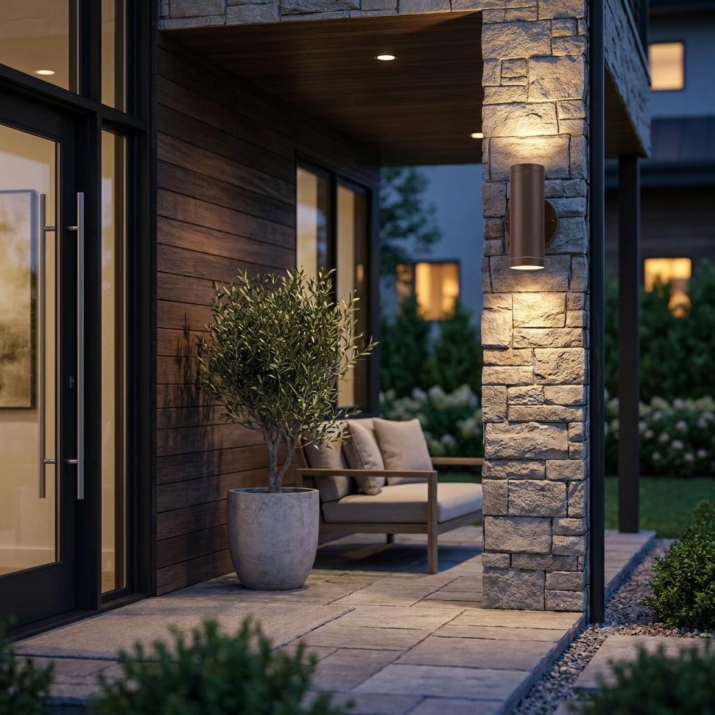 Bronze LED Dimmable Outdoor Hanging Light With Bronze Shades