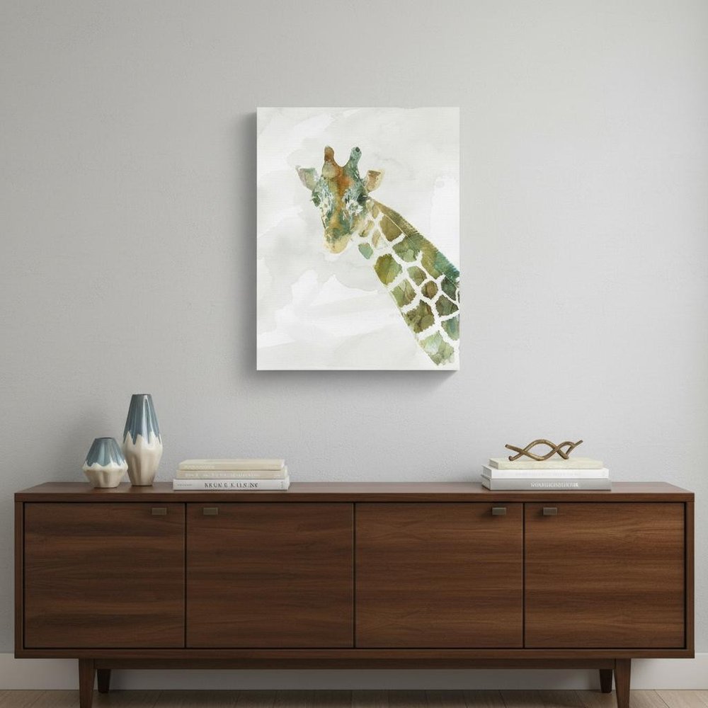 24" x 18" Abstract Marble Watercolor Giraffe Canvas Wall Art