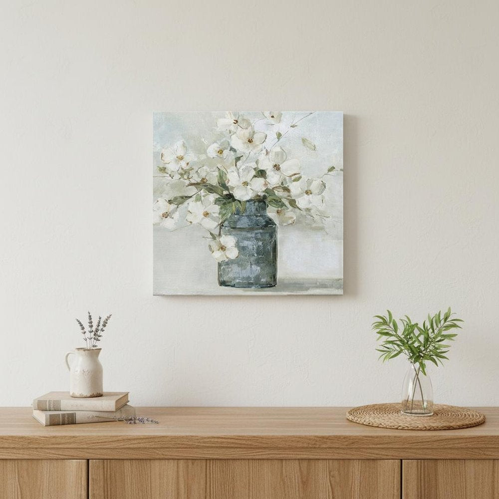20" x 20" Watercolor Soft Pastel Dogwood Bouquet Canvas Wall Art