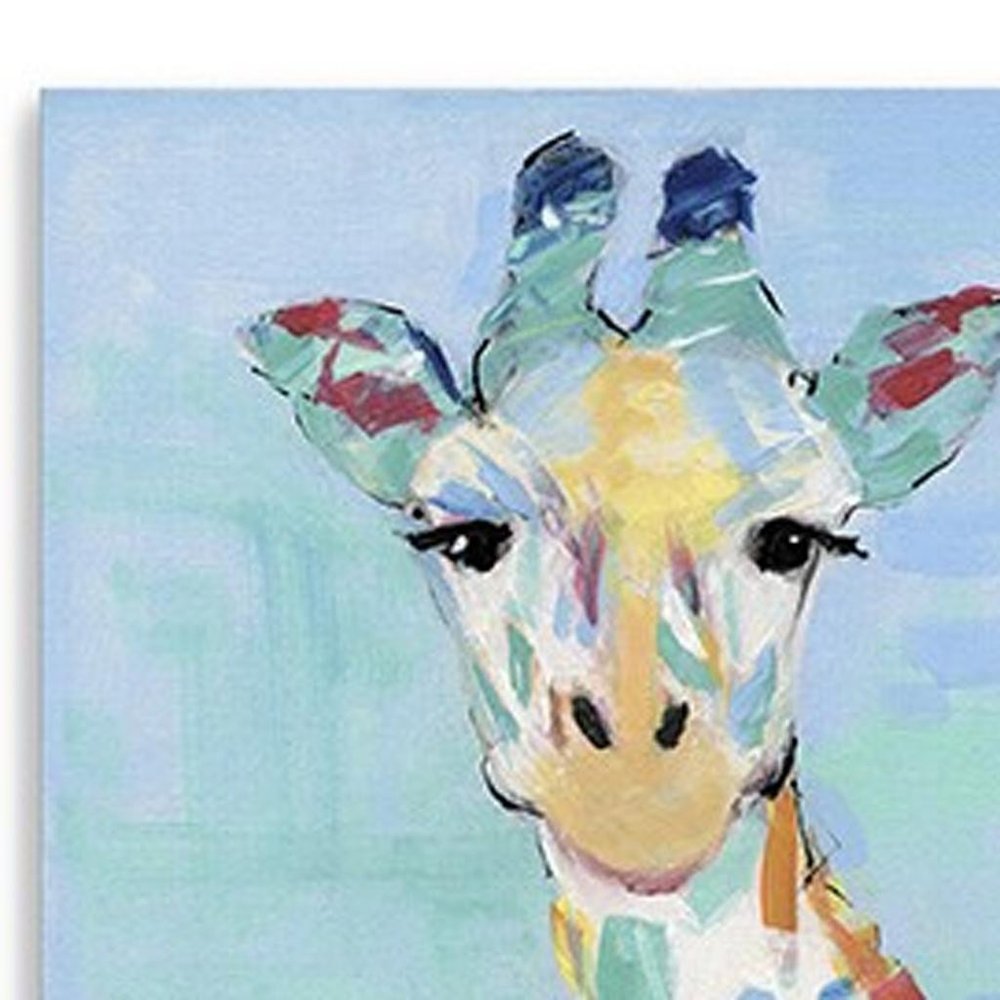 24" x 18" Pastel Patchwork Giraffe Canvas Wall Art