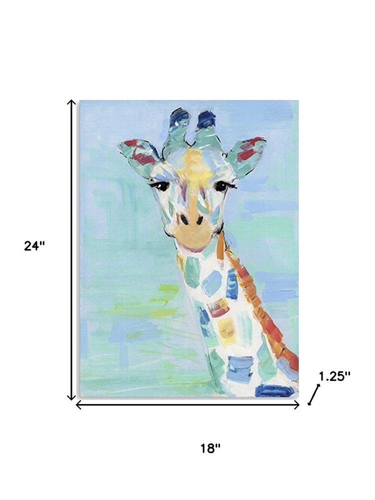 24" x 18" Pastel Patchwork Giraffe Canvas Wall Art