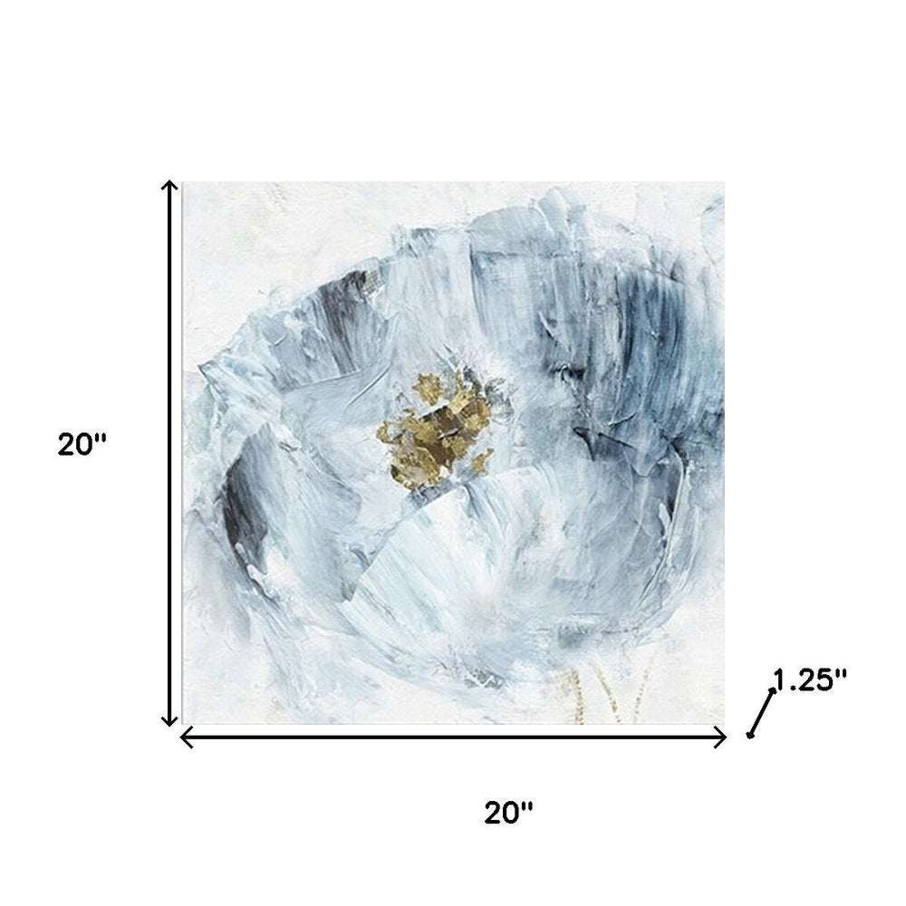 20" x 20" Watercolor Abstract Gray Blue Flower II Canvas Wall Art