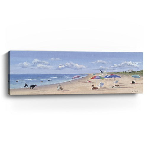 Small Dogs Playing at the Beach Canvas Wall Art