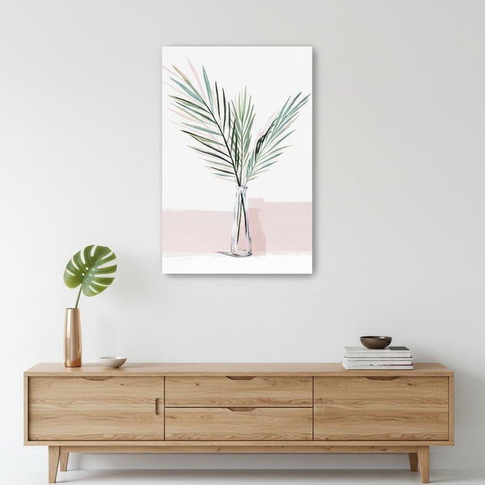 Pretty Green Foliage Pink Unframed Print Wall Art