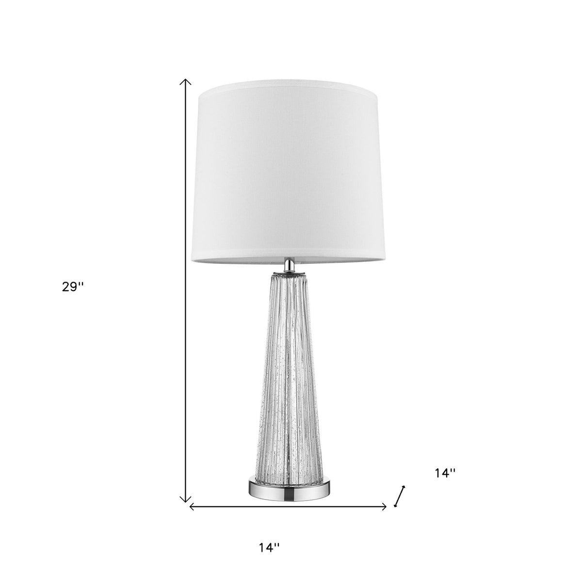 29" Clear And Silver Table Lamp With Empire Shade
