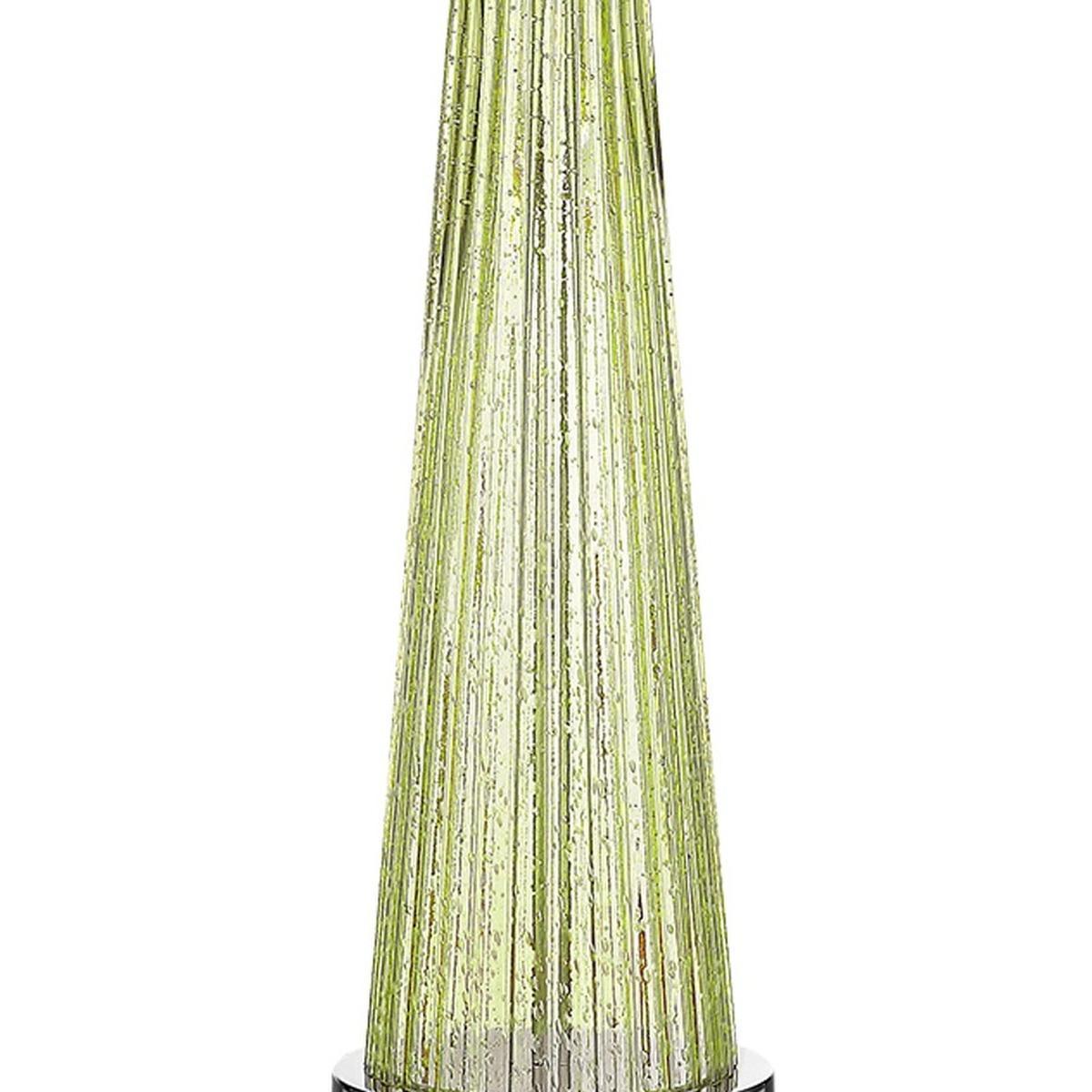 29" Green Glass Buffet Lamp With Off White Empire Shade