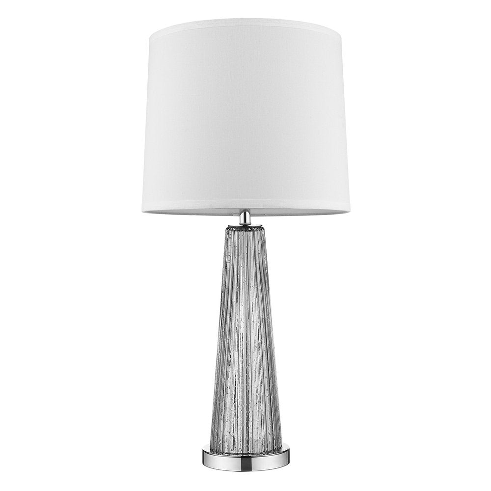 29" Silver Glass Buffet Lamp With Off White Empire Shade