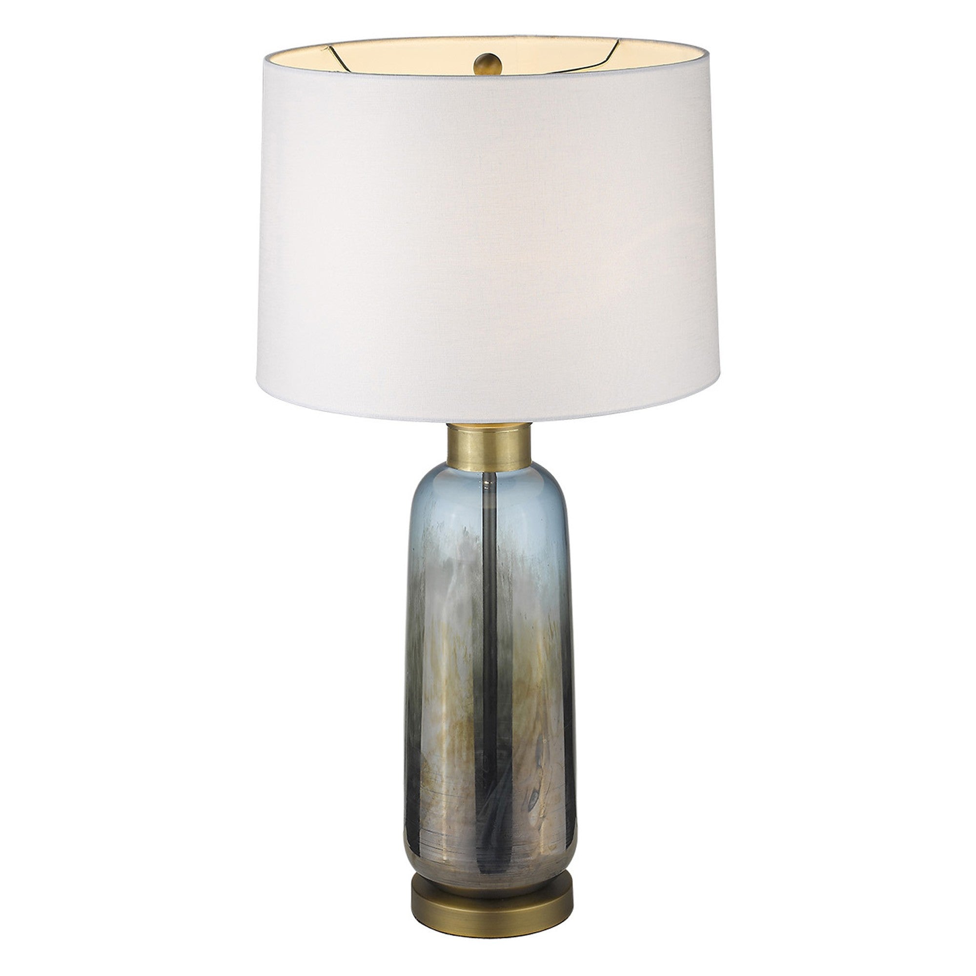 31" Brass Metal Table Lamp With White Empire Shade