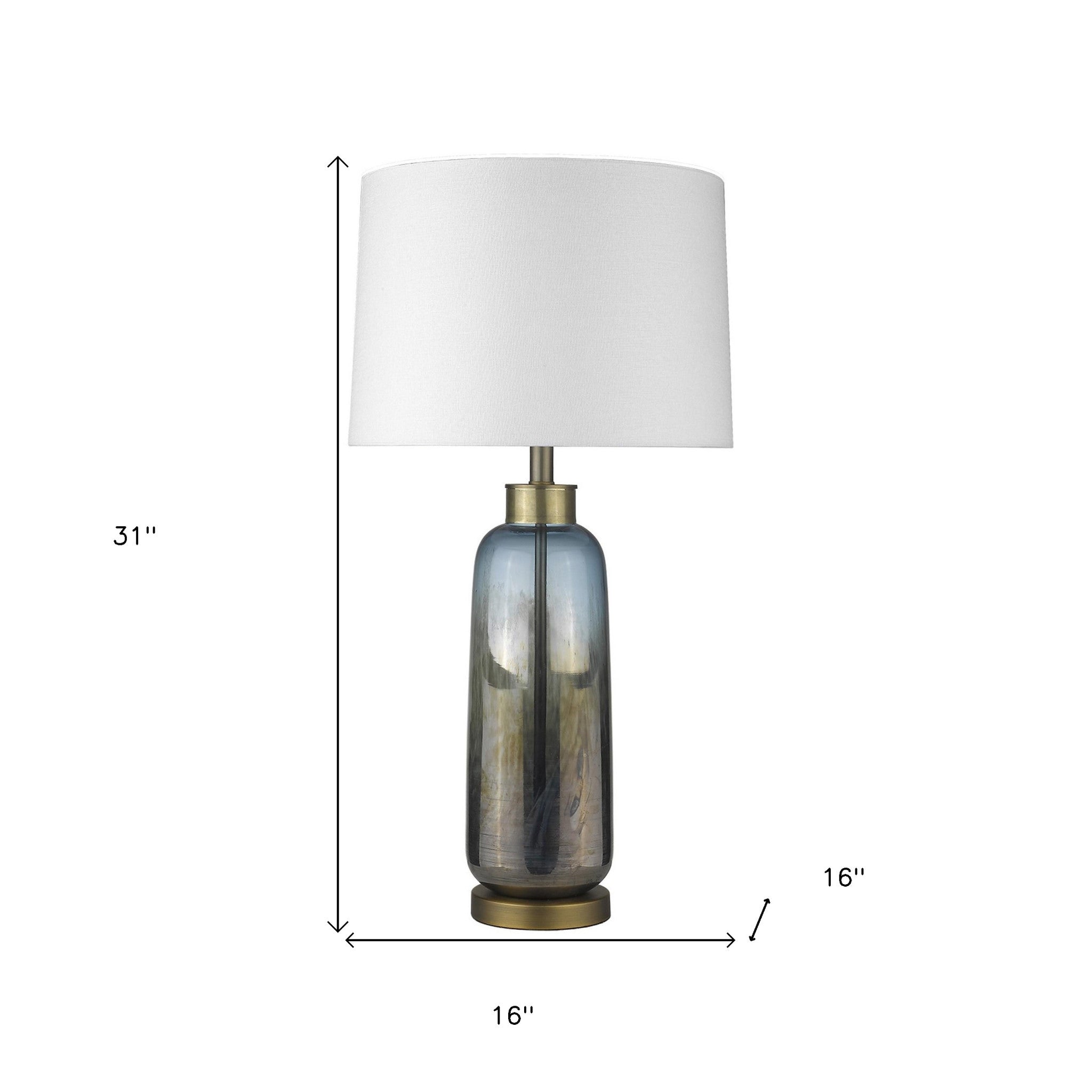 31" Brass Metal Table Lamp With White Empire Shade