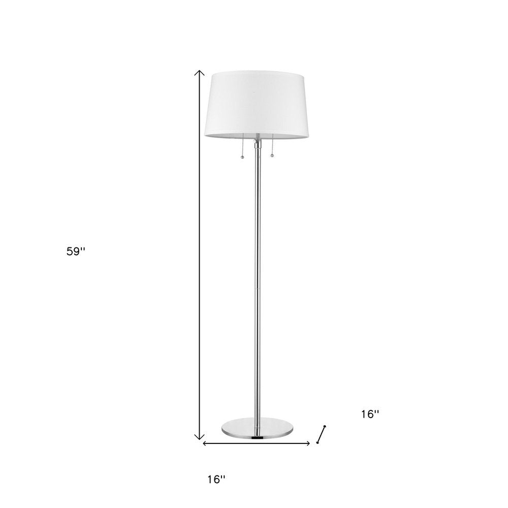 59" Floor Lamp With White Linen Empire Shade