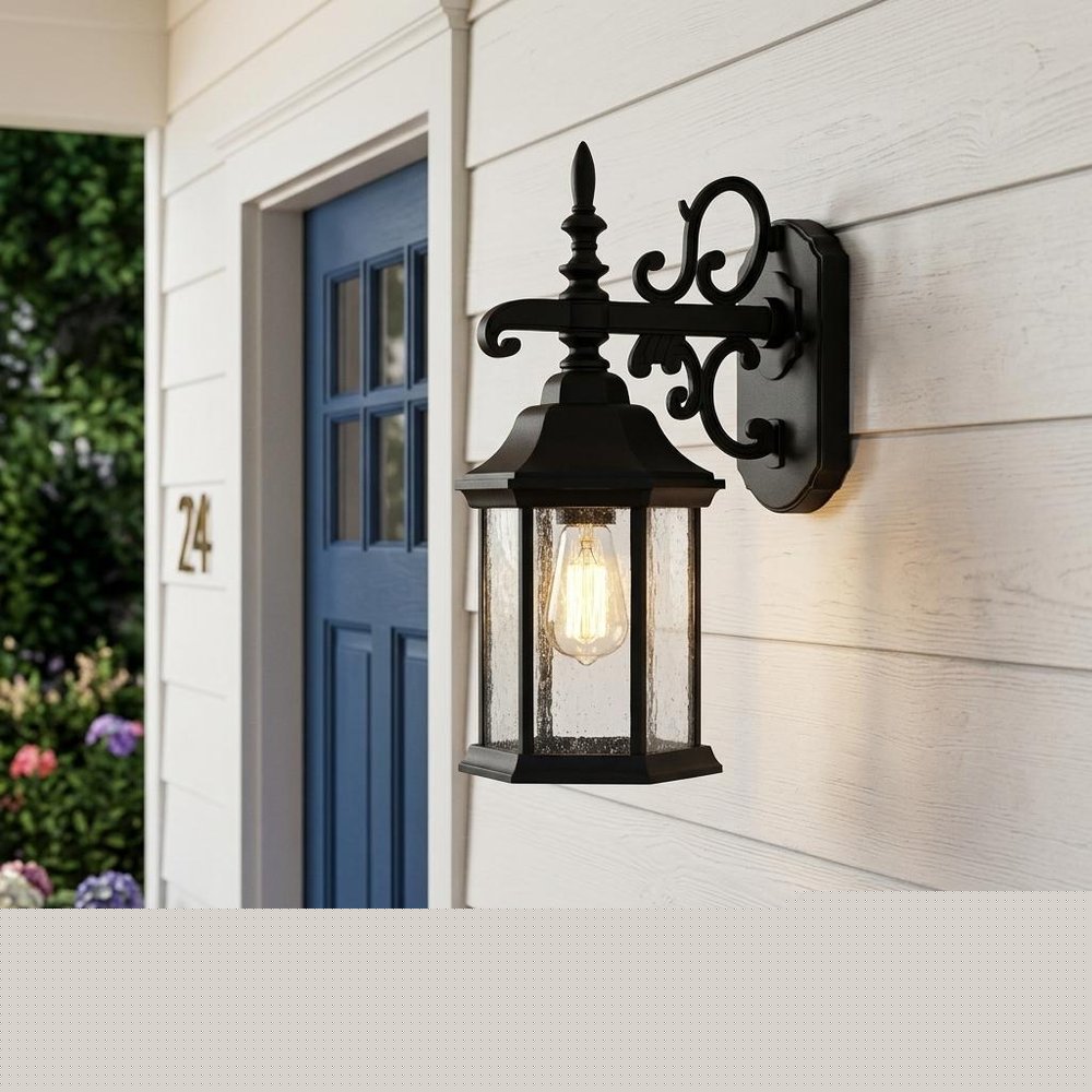 Narrow Matte Black Domed Hanging Lantern Wall Light