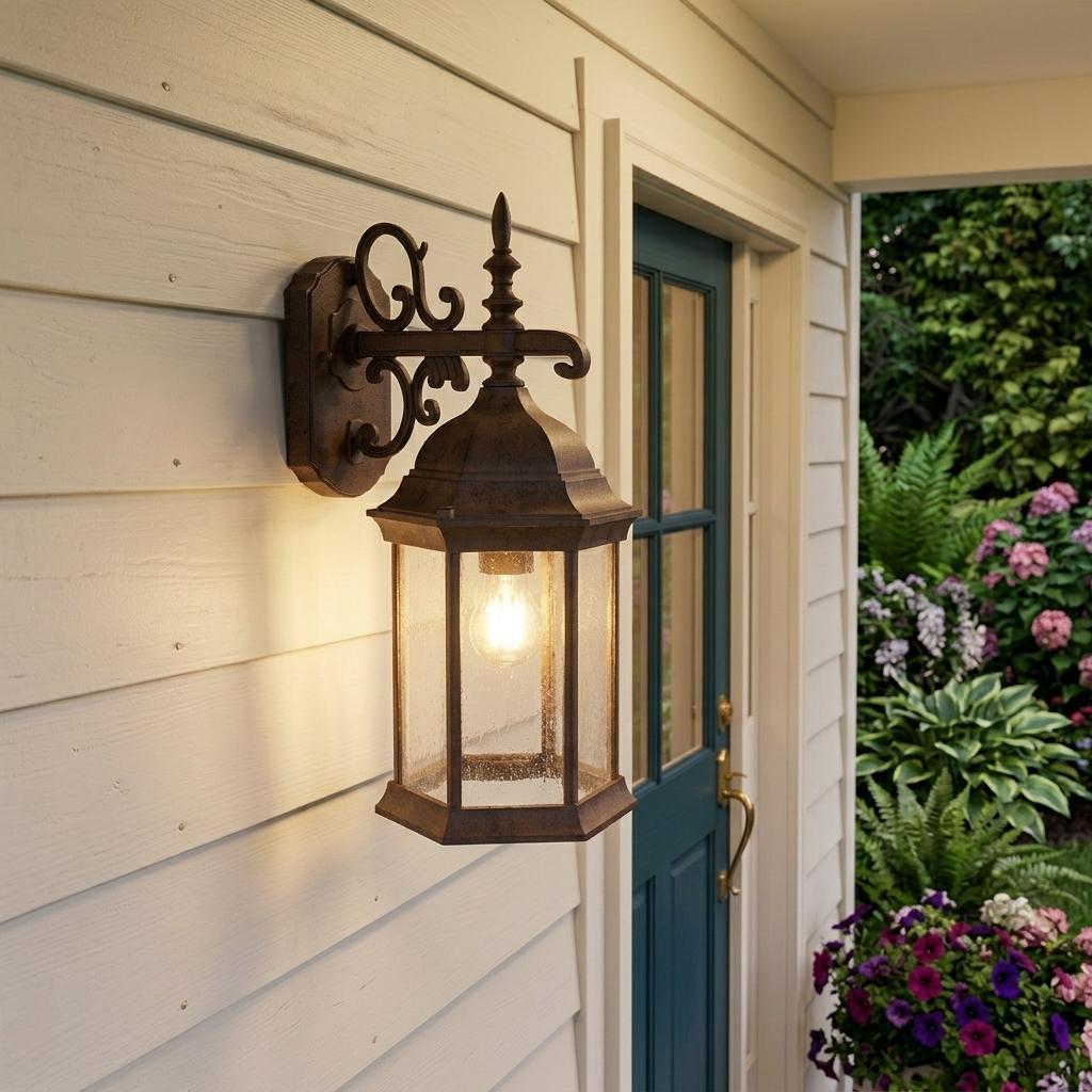 Narrow Brown Domed Hanging Lantern Wall Light