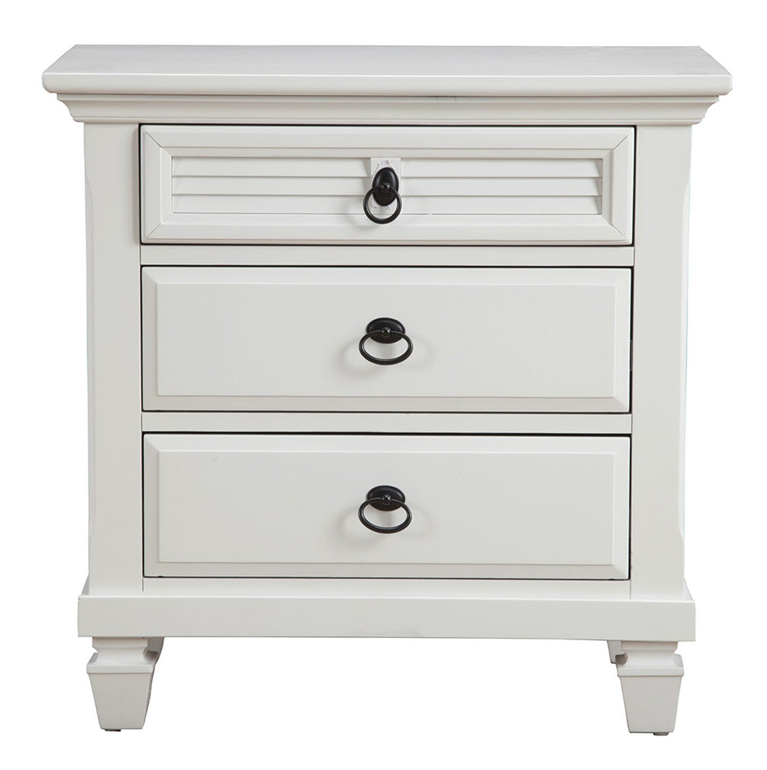 White Plantation 3 Drawer Nightstand