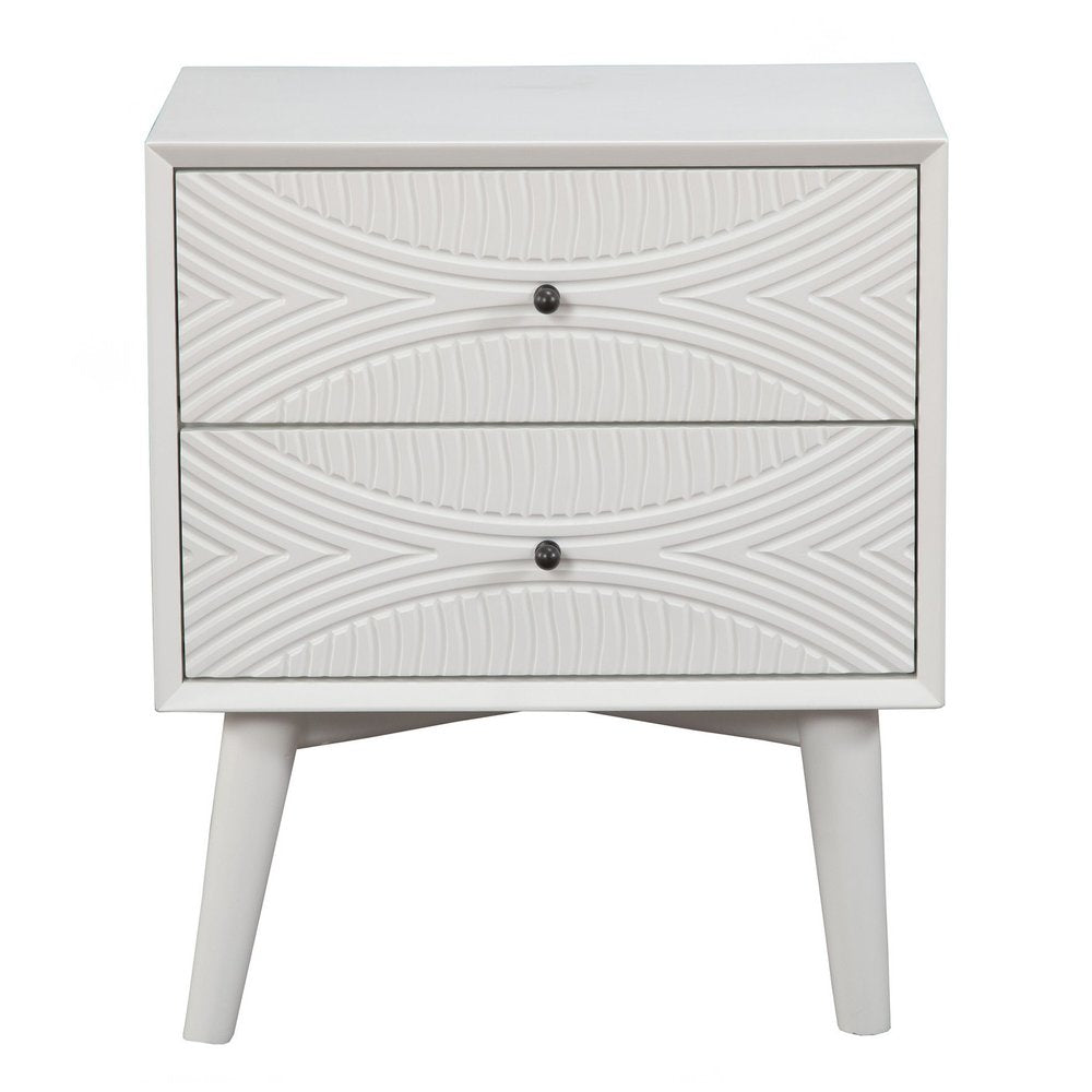 26" Solid Wood and Wood Two Drawer Nightstand