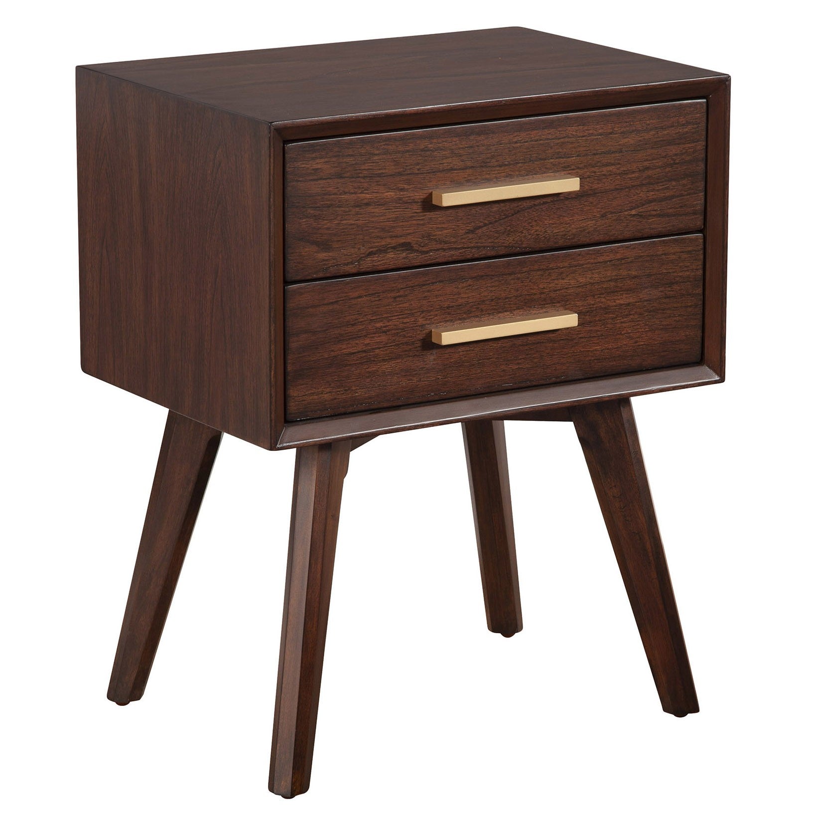 25" Wood and Solid Wood Two Drawer Nightstand