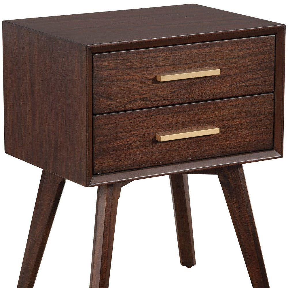 25" Wood and Solid Wood Two Drawer Nightstand