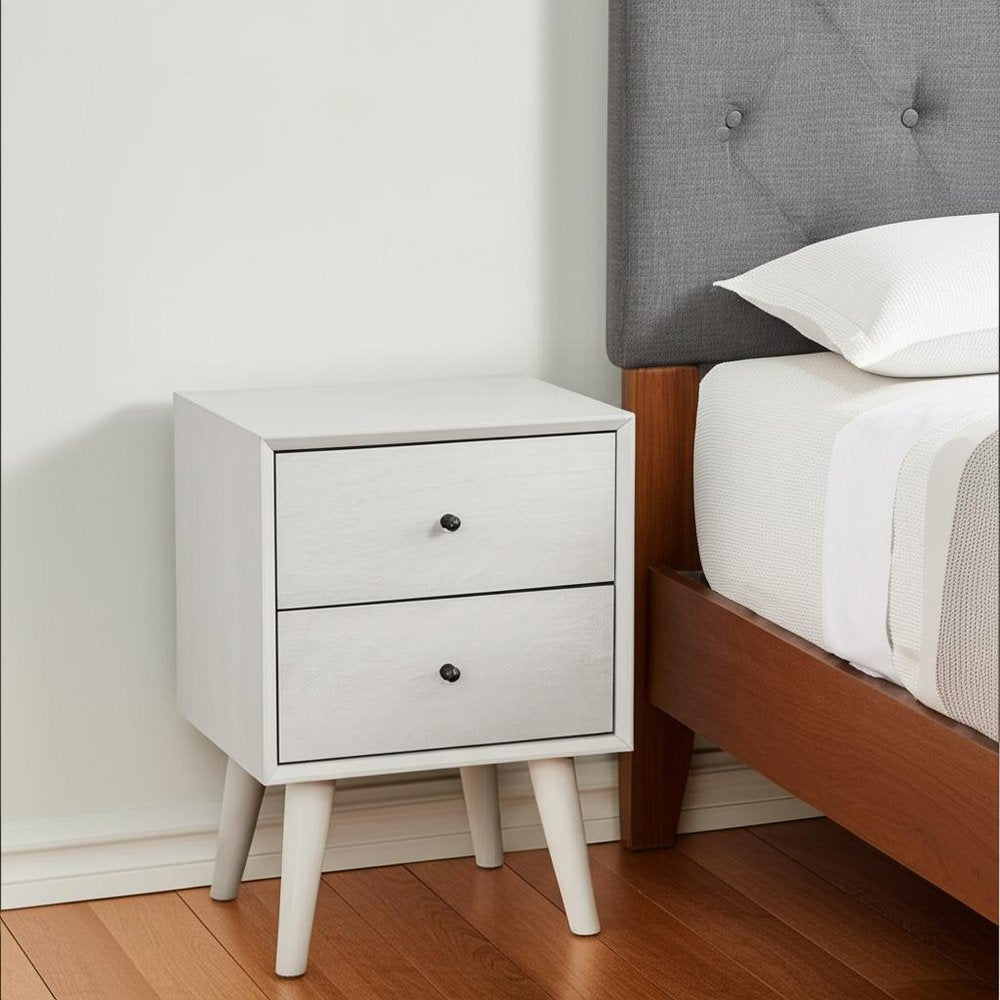 Gray Century Modern Wood 2 Drawer Nightstand
