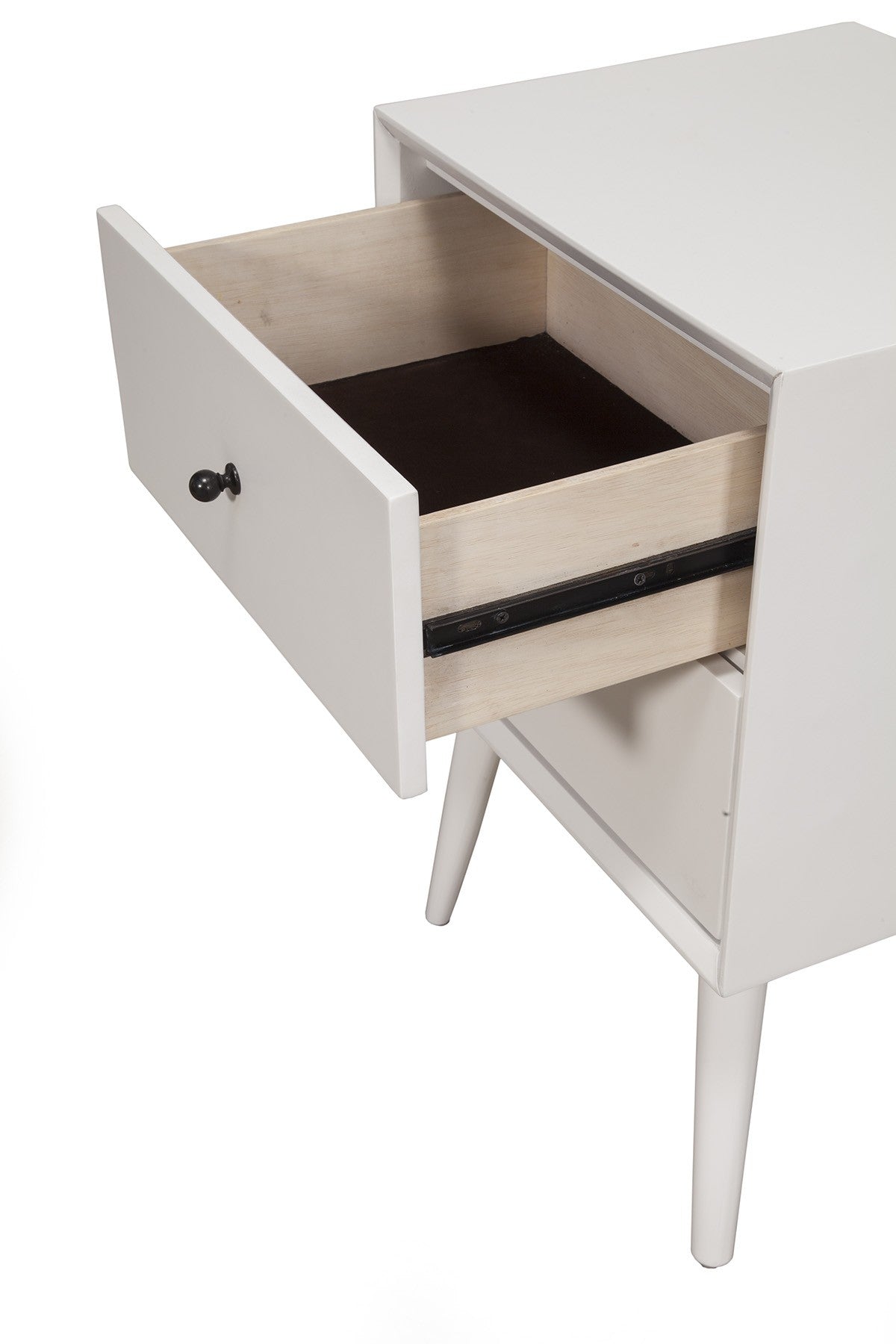 White Century Modern Wood 2 Drawer Nightstand