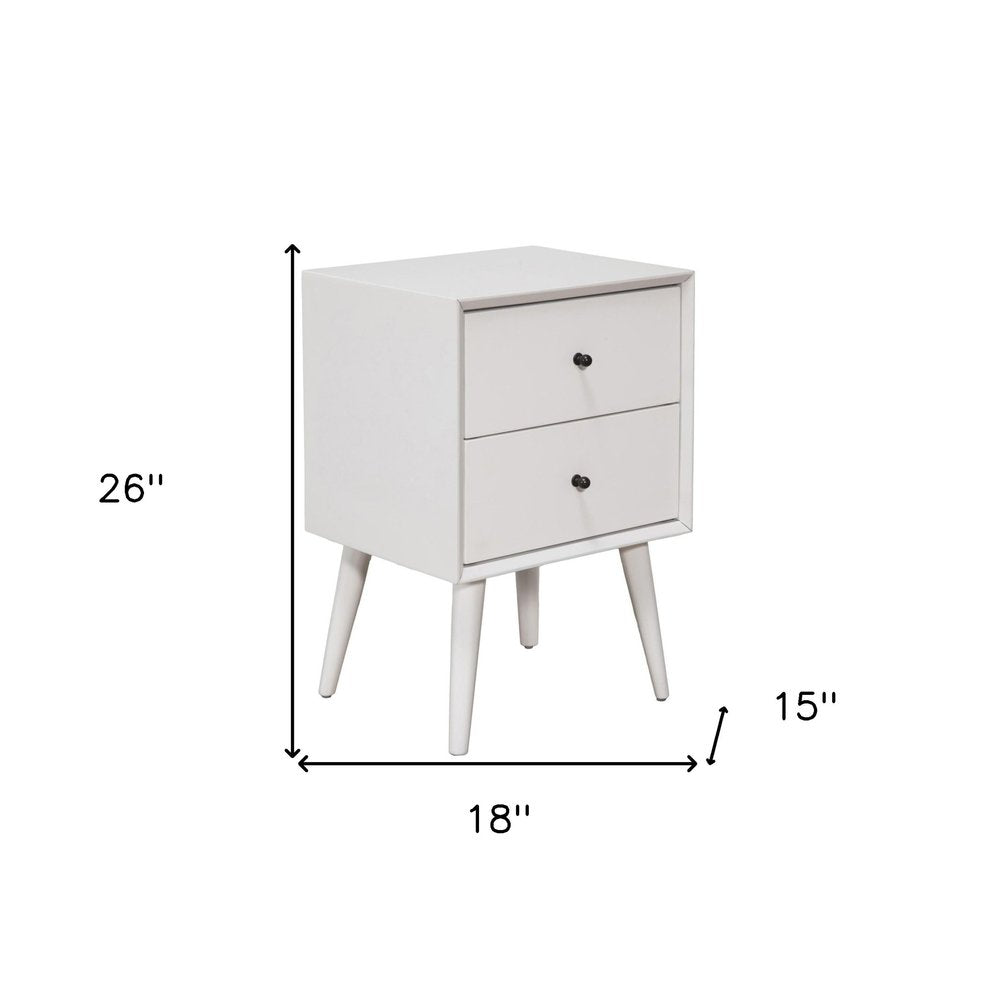 26" Solid Wood and Wood Two Drawer Nightstand