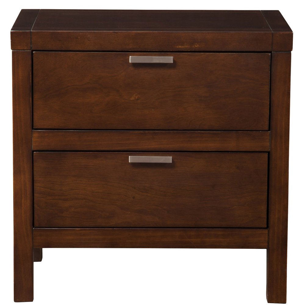 24" Brown Wood Two Drawer Nightstand
