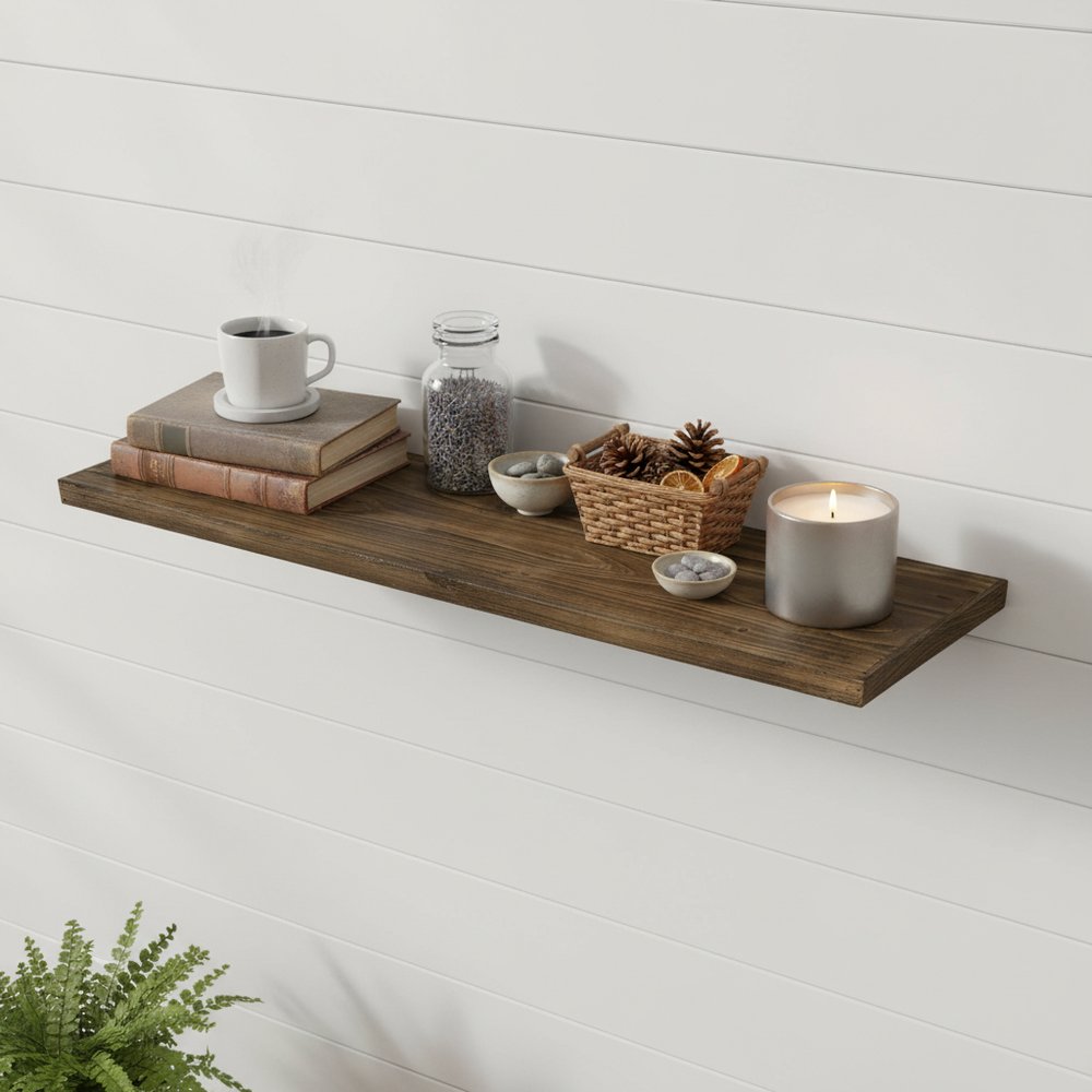 24" Solid Wood Wall-Mounted Shelving Unit