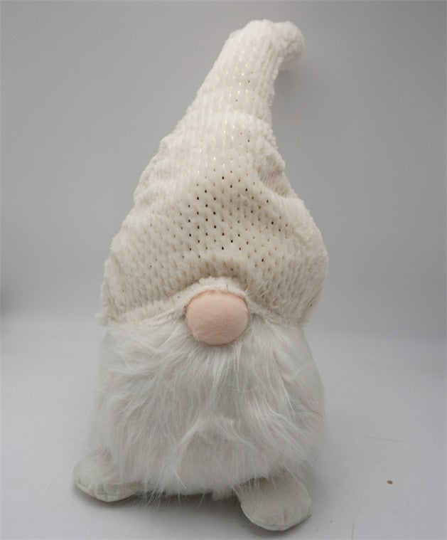 Creamy White Fuzzy Fabric Gnome