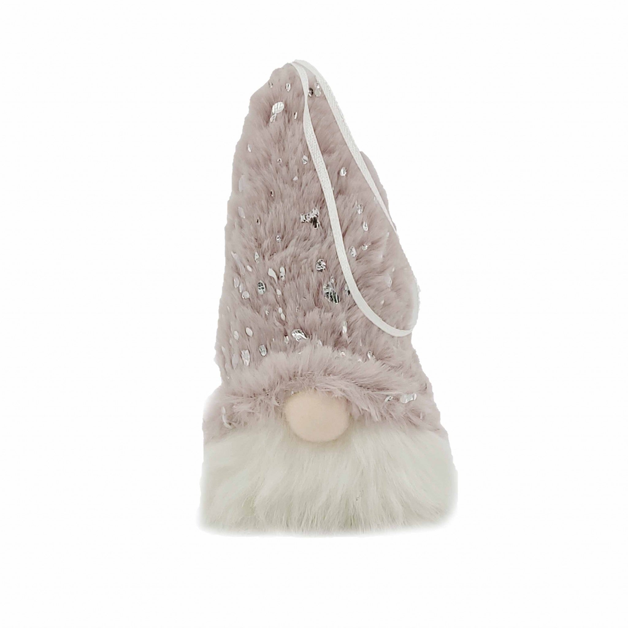 Fluffy Pink and Silver Hanging Light Up Gnome