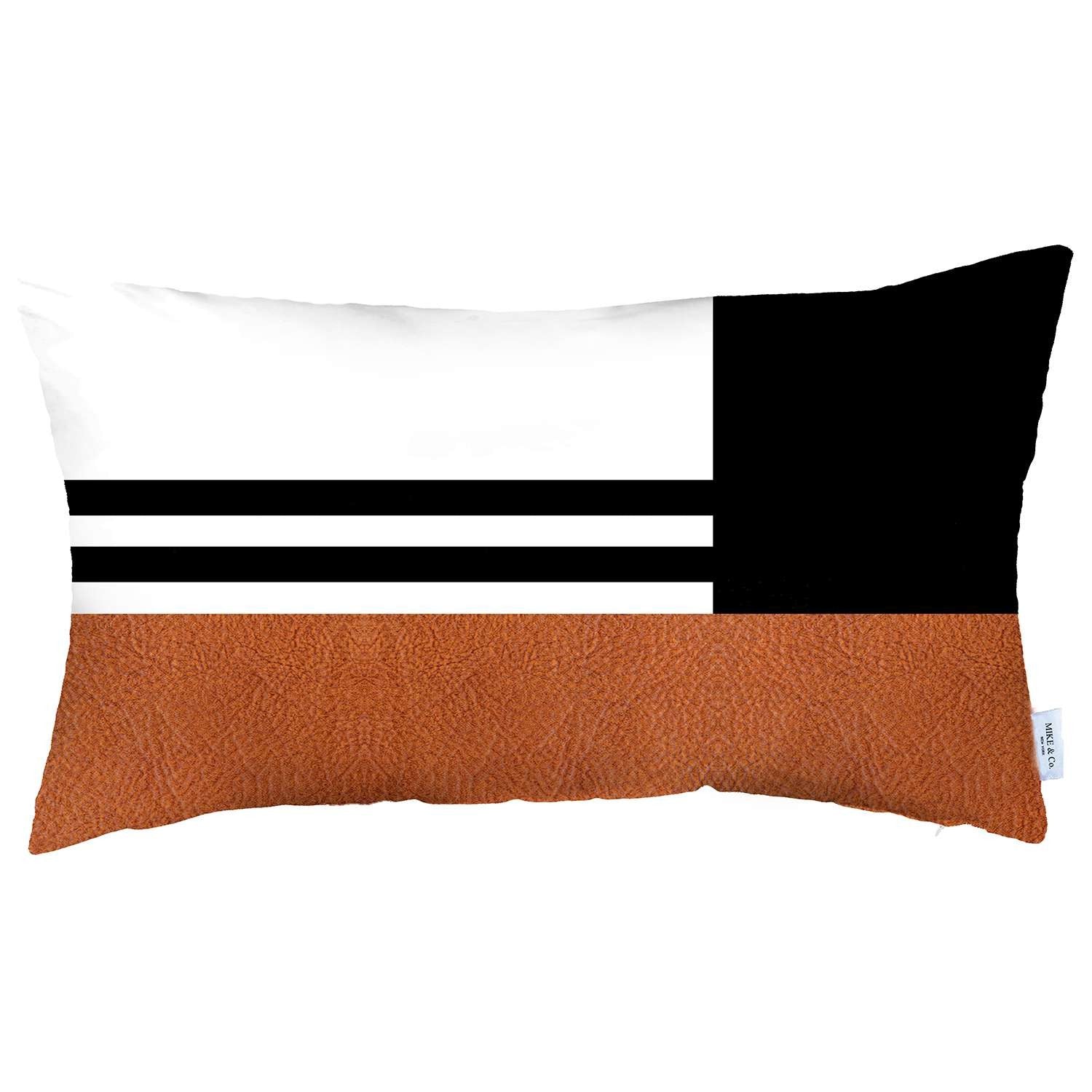 Brown and Black Geometric Lumbar Throw Pillow
