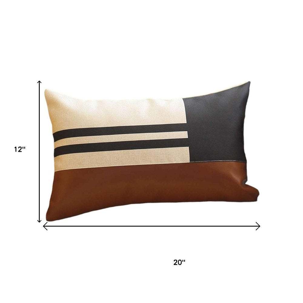 Brown and Black Geometric Lumbar Throw Pillow