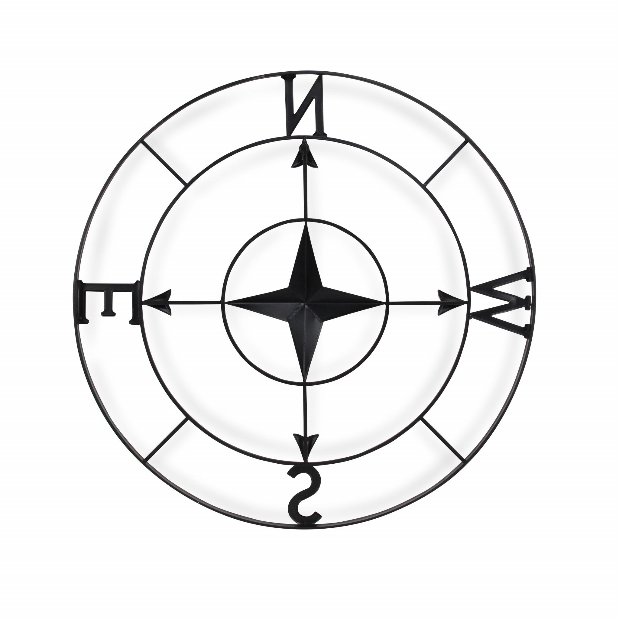 Black Metal Compass Shaped Wall Decor