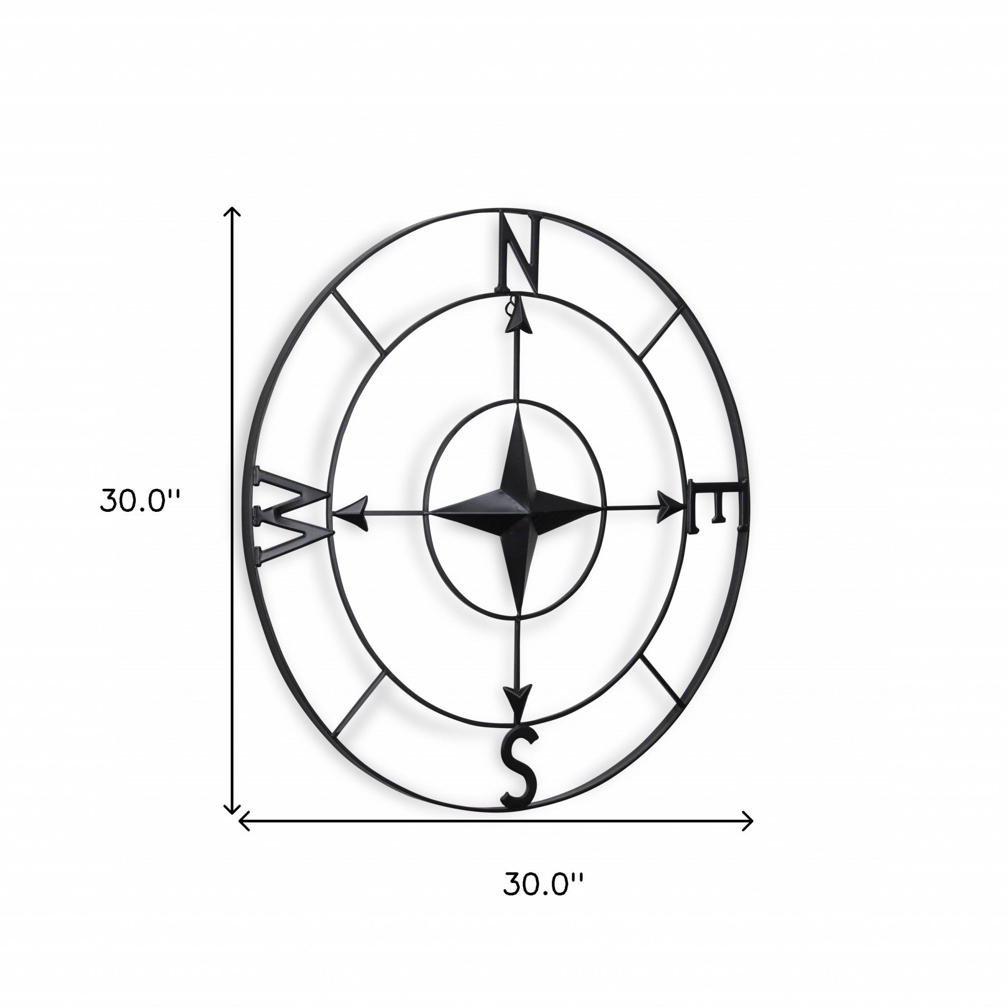 Black Metal Compass Shaped Wall Decor