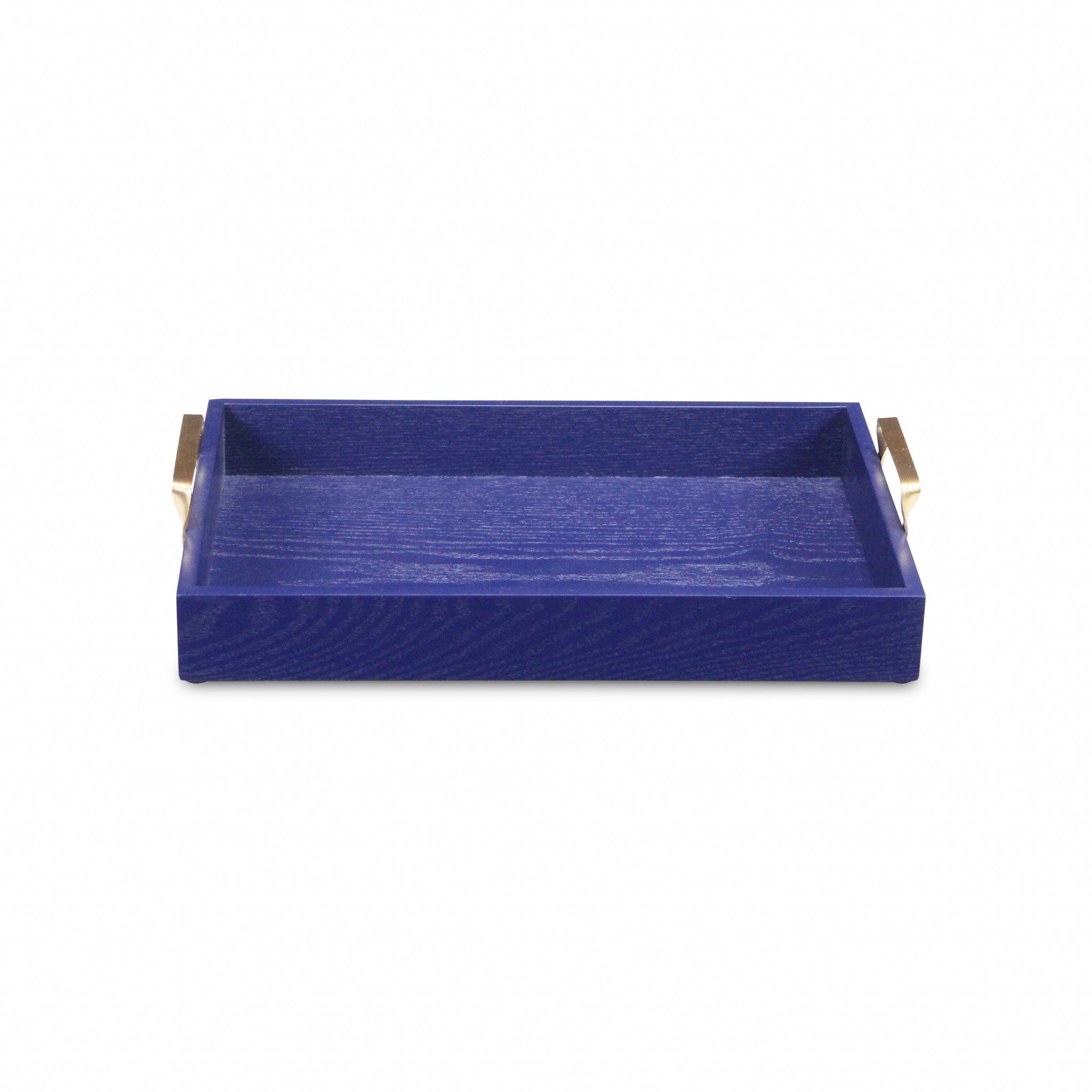 Royal Blue Wooden Tray with Gold Handles