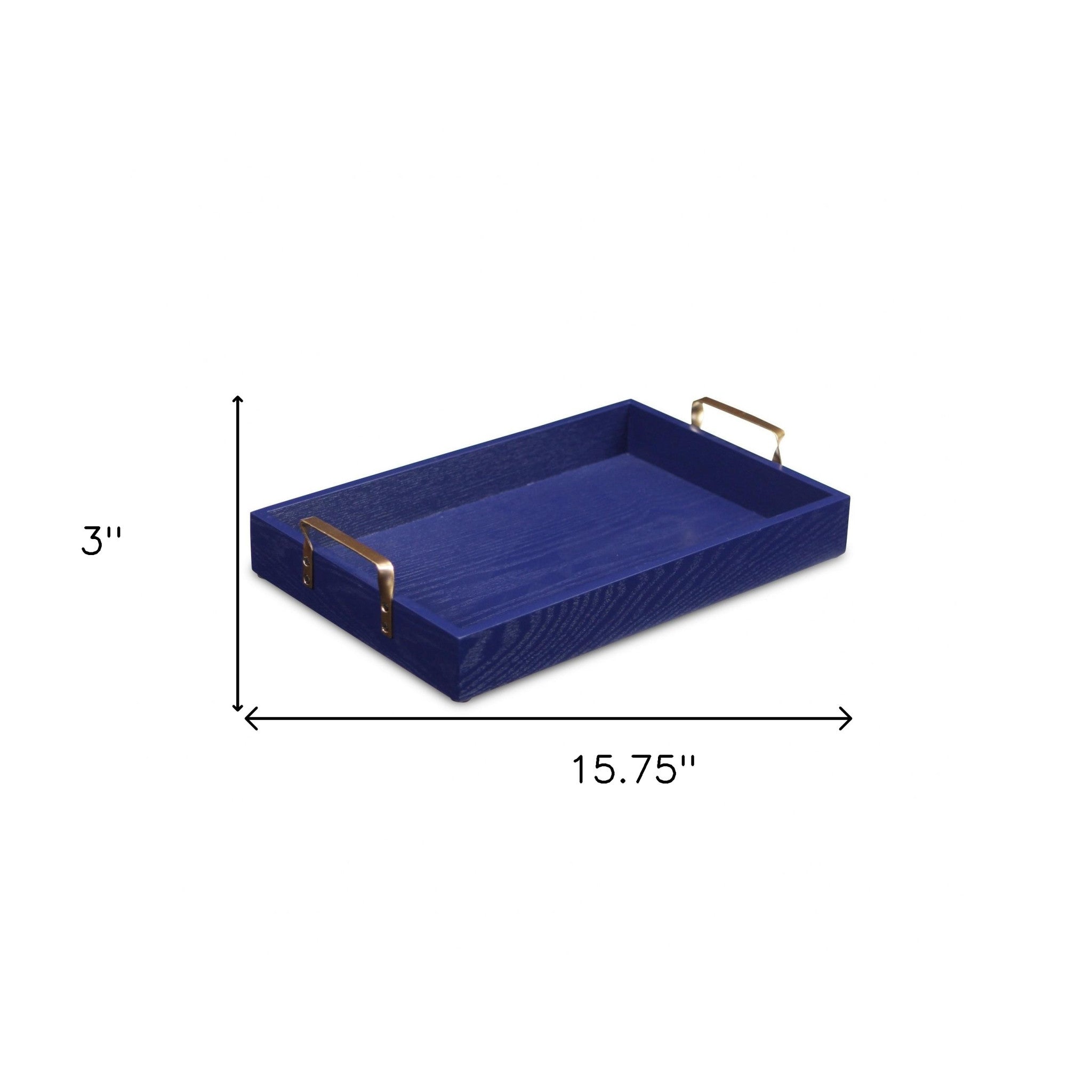 Royal Blue Wooden Tray with Gold Handles