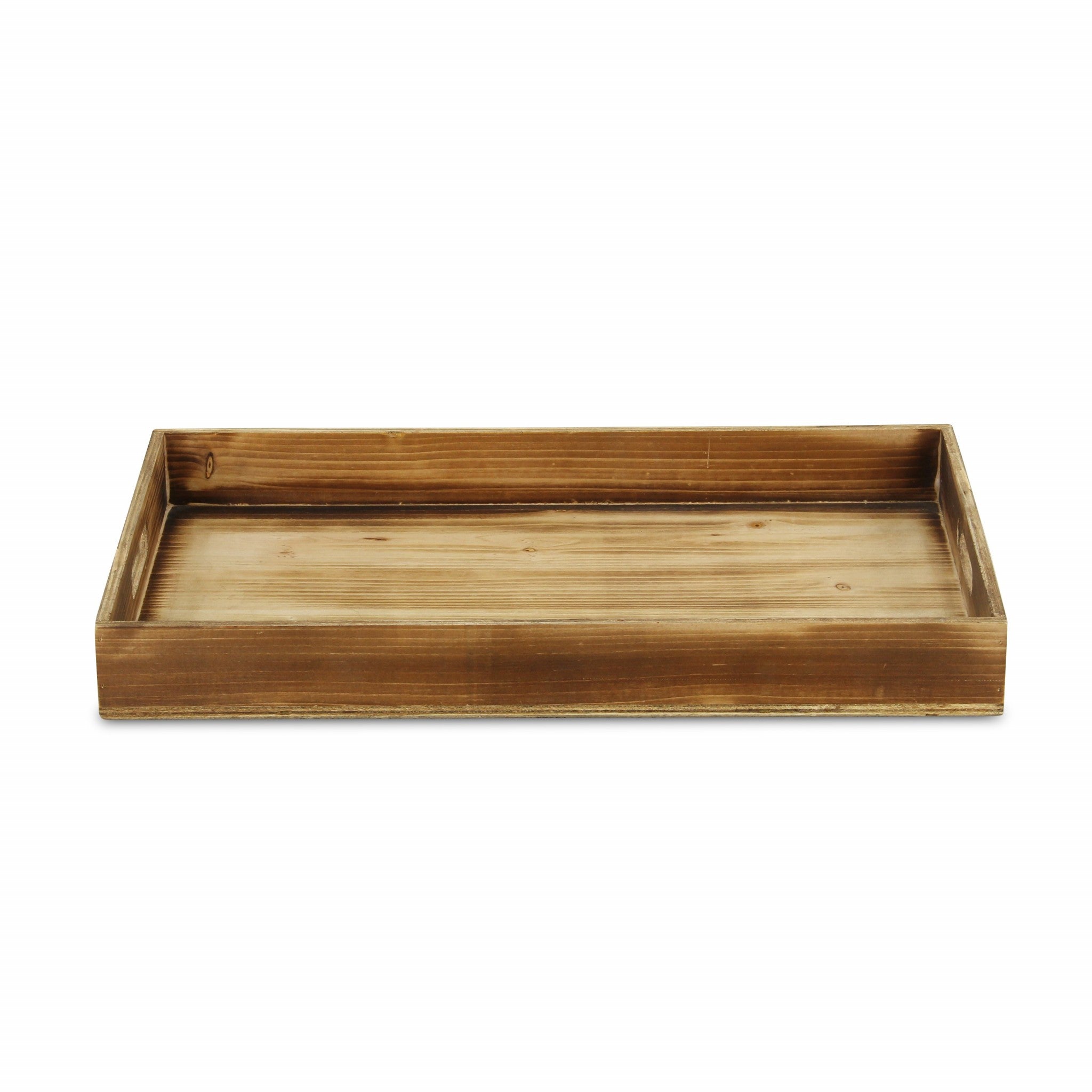 20" Brown Minimalist Wooden Tray