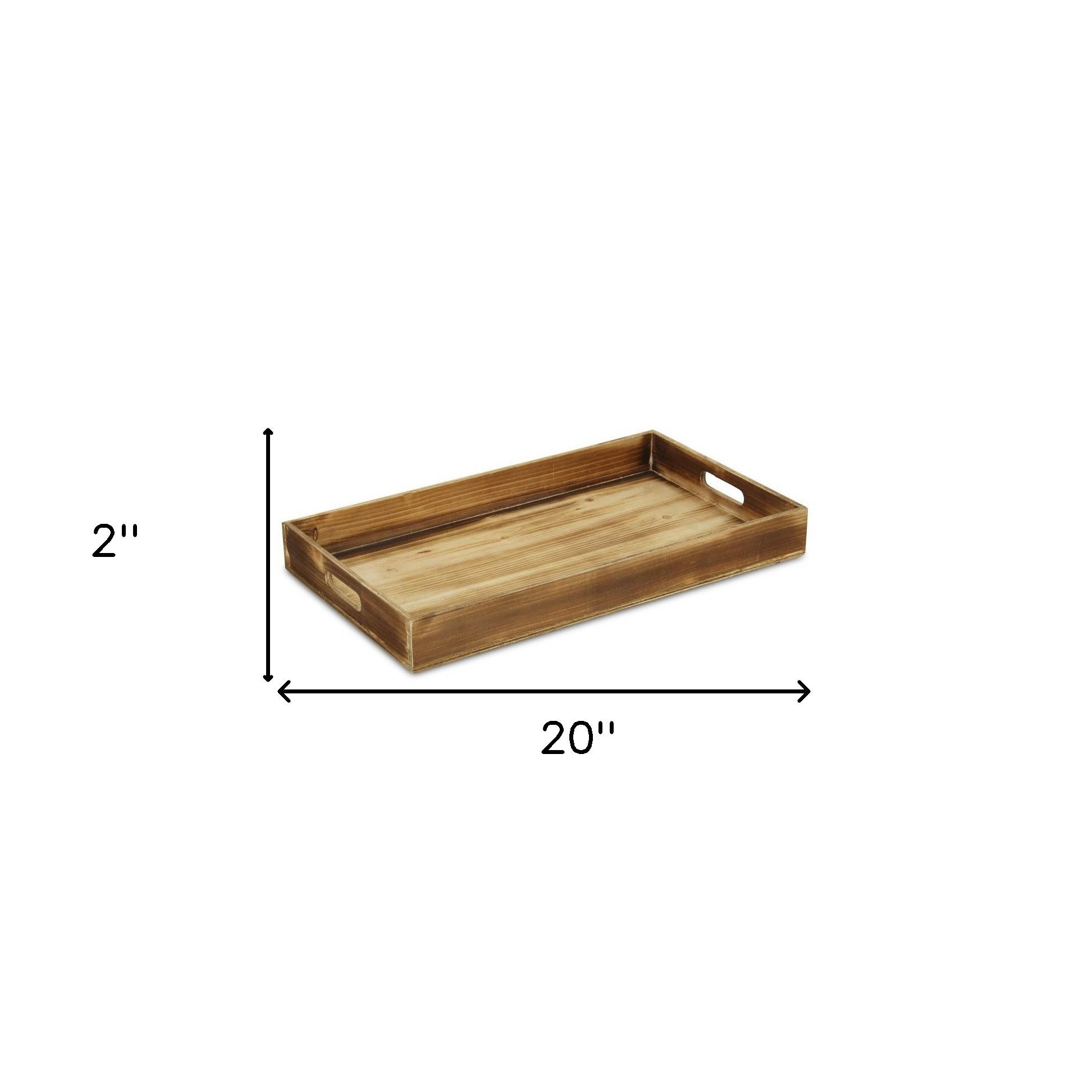 20" Brown Minimalist Wooden Tray