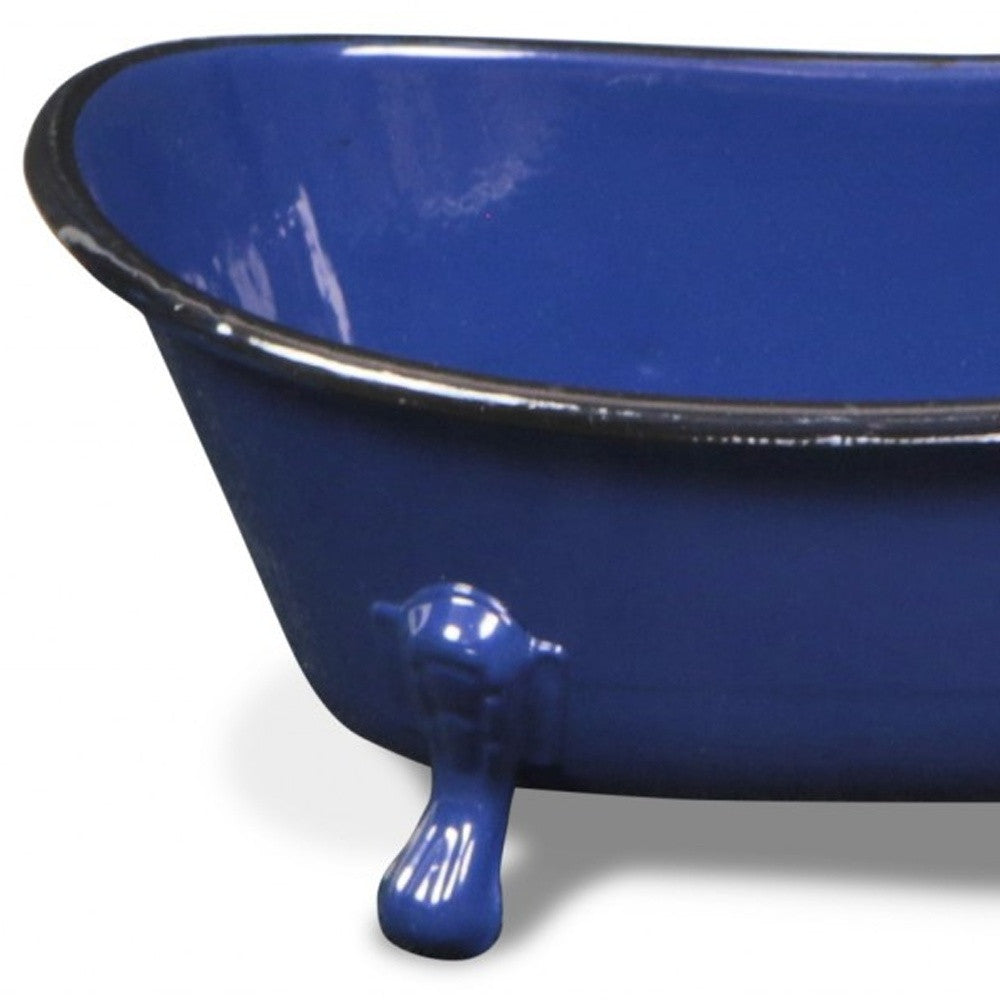 Navy Blue Metal Bath Tub Sculpture