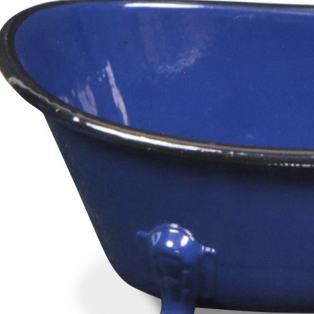 Navy Blue Metal Bath Tub Sculpture