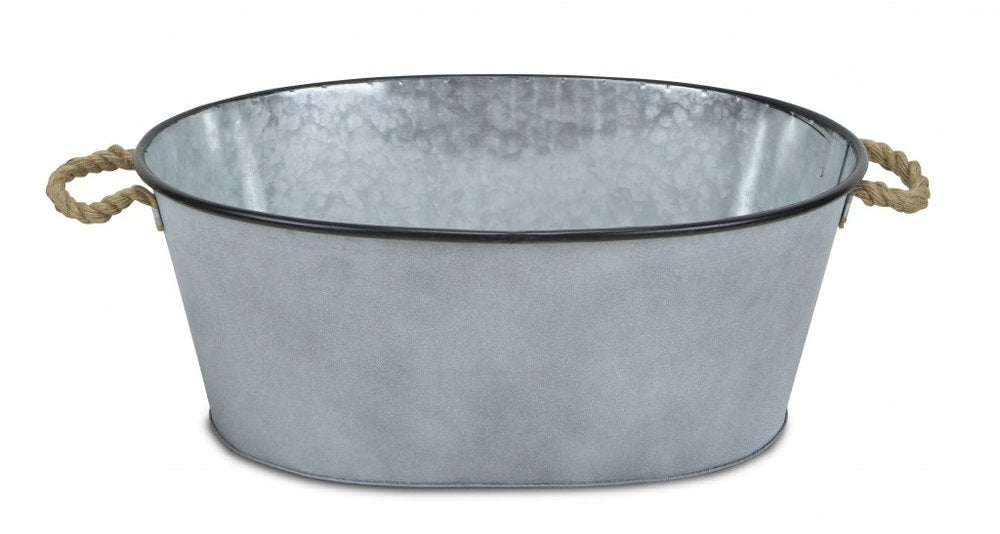 24" Gray And Black Steel Basket