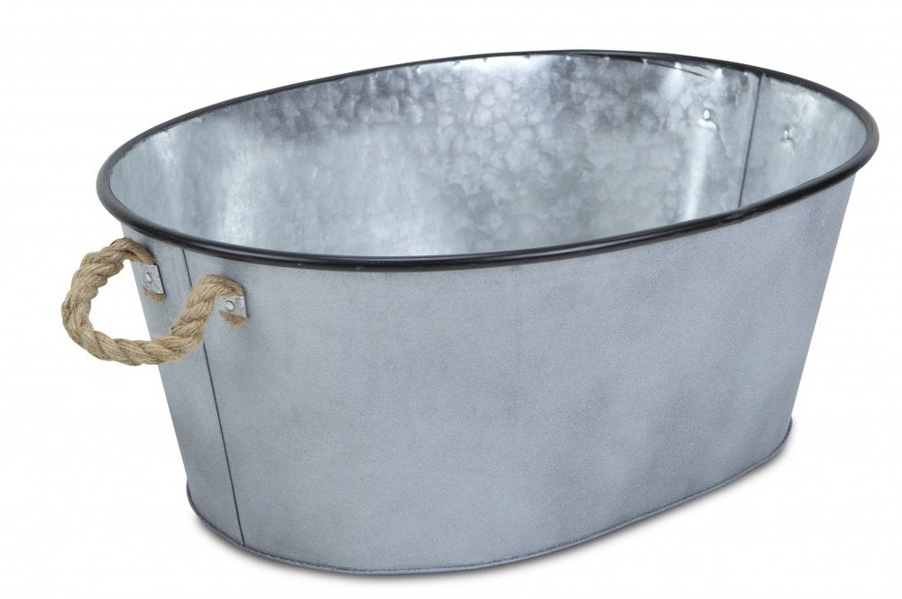 24" Gray And Black Steel Basket