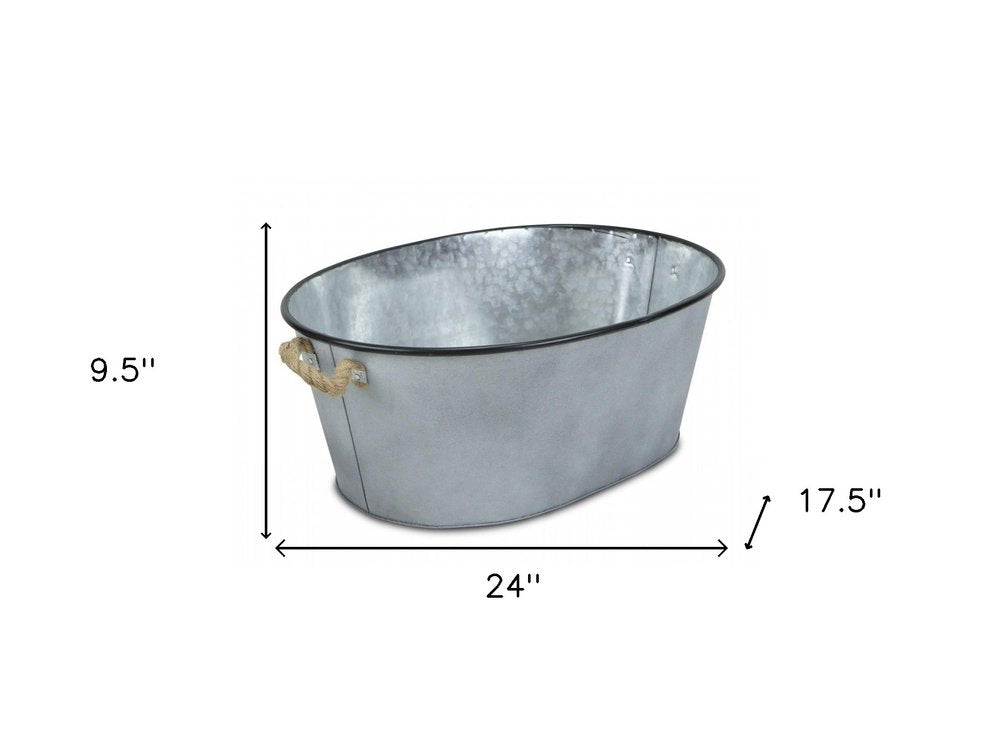 24" Gray And Black Steel Basket