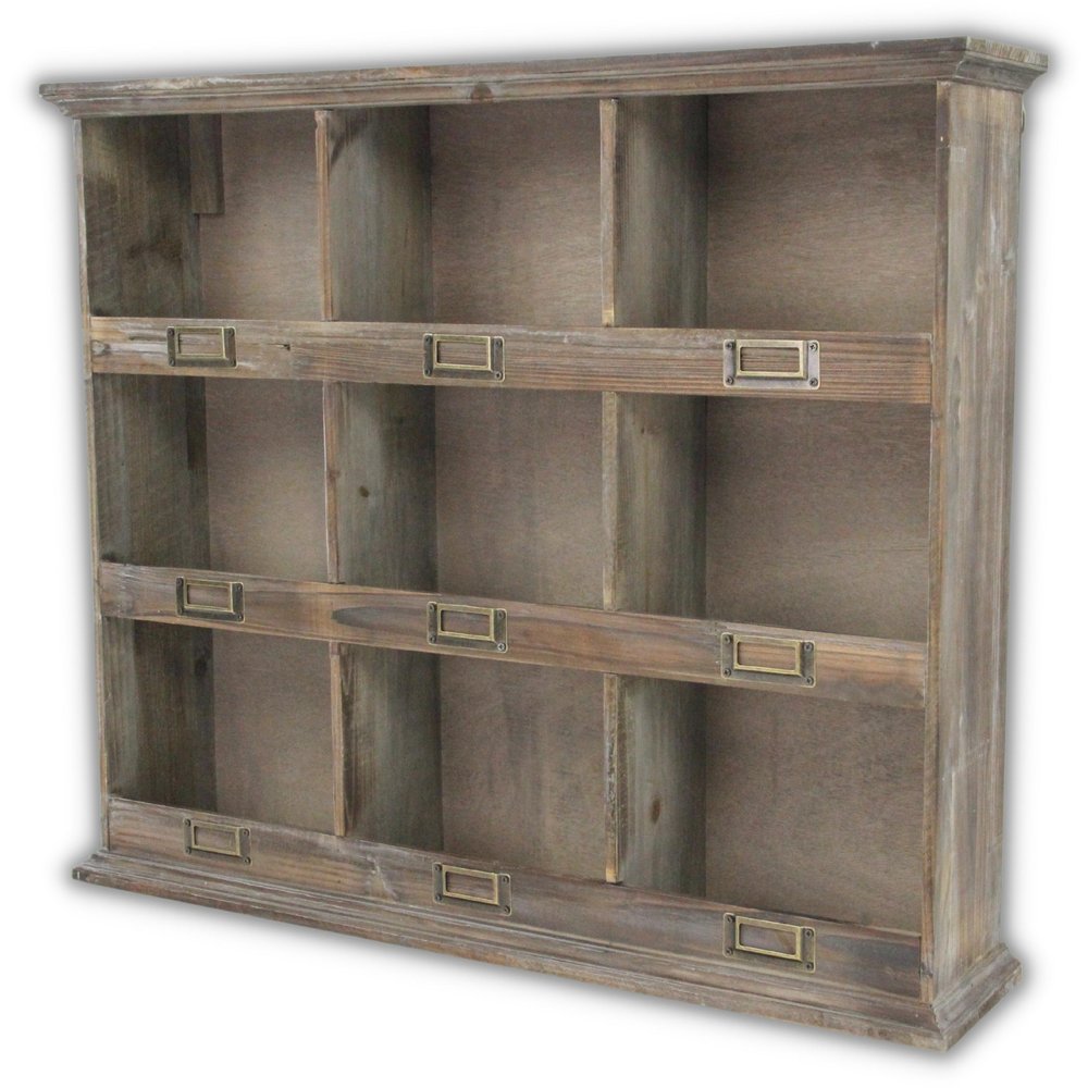 27" Dark Brown Solid Wood Wall Mounted Display Stand