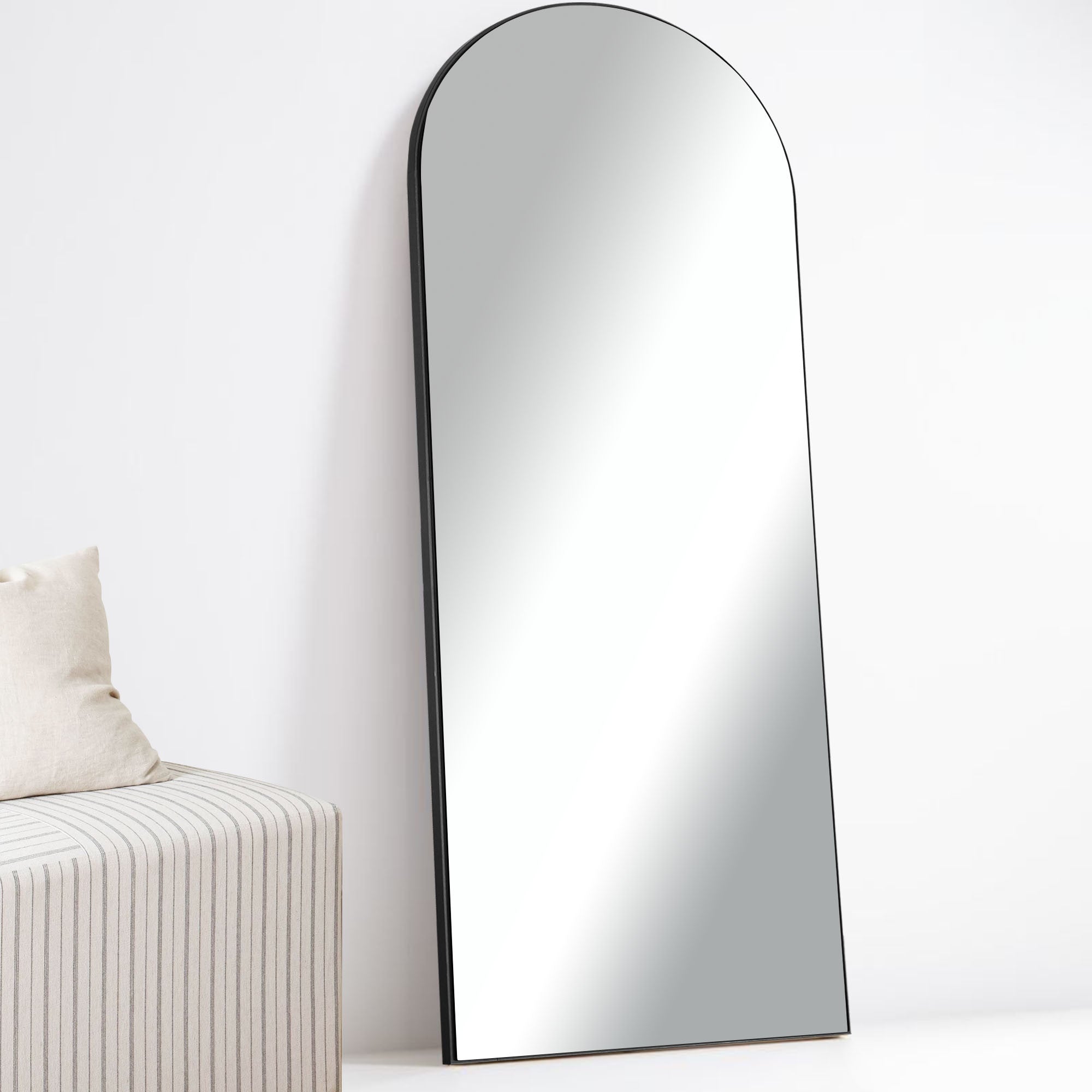 71" Black Arch Wood Frame Full Length Standing Mirror