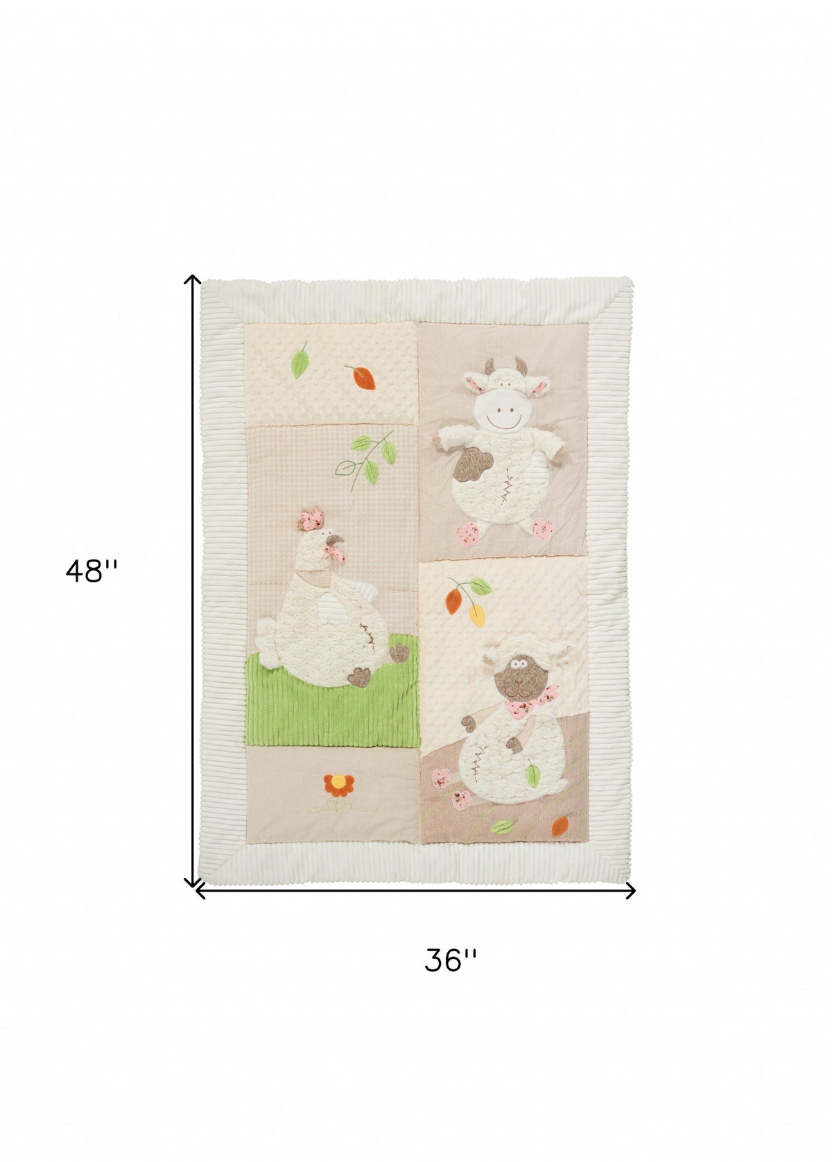 Beige Green And White Polyester Quilt